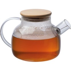 Skleněná nádoba s bambusovým víčkem, 1l