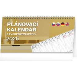 Stolní kalendář Plánovací s evropskými svátky 2024, 25 x 12,5 cm