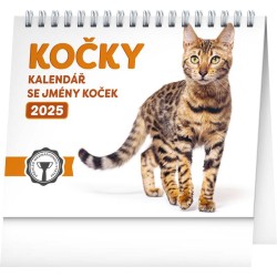 Stolní kalendář Kočky - se jmény koček 2024, 16,5 x 13 cm