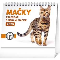 Stolový kalendár Mačky - s menami mačiek 2024, 16,5 x 13 cm