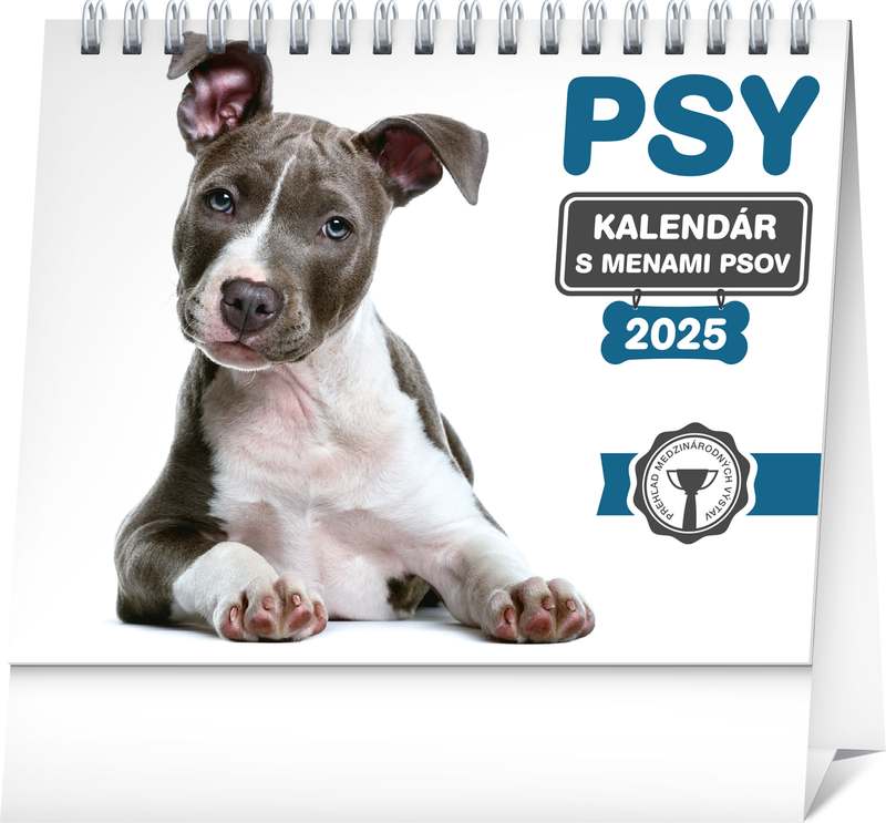 Stolový kalendár Psy - s menami psov 2024, 16,5 x 13 cm