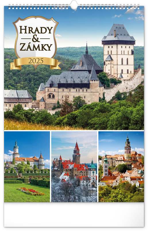 Nástěnný kalendář Hrady a zámky 2024, 33 x 46 cm