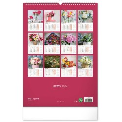 Nástenný kalendár Kvety 2024, 33 x 46 cm