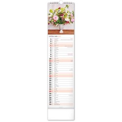 Nástěnný kalendář Květiny - Kvety 2024, 12 x 48 cm