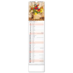 Nástěnný kalendář Květiny - Kvety 2024, 12 x 48 cm