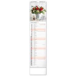 Nástěnný kalendář Květiny - Kvety 2024, 12 x 48 cm