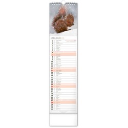 Nástěnný kalendář Lesní zvěř - Lesná zver 2024, 12 x 48 cm