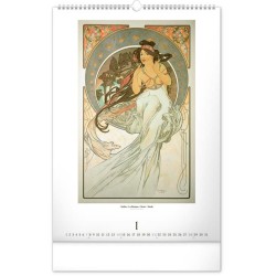 Nástěnný kalendář Alfons Mucha 2024, 33 x 46 cm
