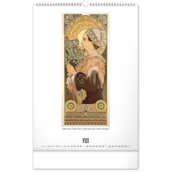 Nástěnný kalendář Alfons Mucha 2024, 33 x 46 cm