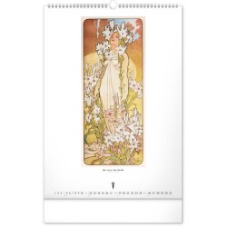 Nástěnný kalendář Alfons Mucha 2024, 33 x 46 cm