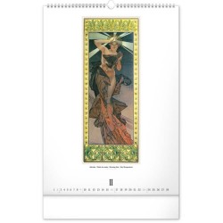 Nástěnný kalendář Alfons Mucha 2024, 33 x 46 cm
