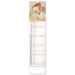 Nástěnný kalendář Alfons Mucha 2024, 12 x 48 cm