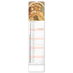 Nástěnný kalendář Alfons Mucha 2024, 12 x 48 cm