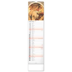 Nástěnný kalendář Alfons Mucha 2024, 12 x 48 cm