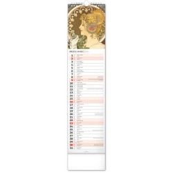 Nástěnný kalendář Alfons Mucha 2024, 12 x 48 cm