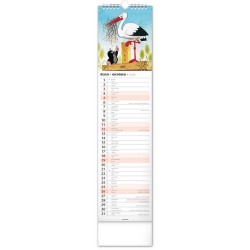 Nástěnný kalendář Krteček - Krtko 2024, 12 x 48 cm