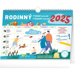 Týdenní rodinný plánovací kalendář s háčkem 2024, 30 x 21 cm