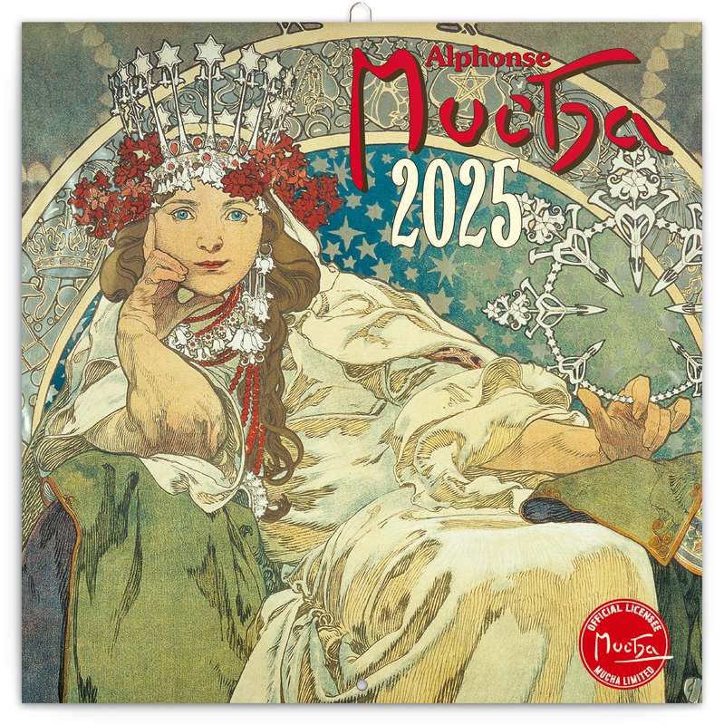 Poznámkový kalendář Alfons Mucha 2024, 30 x 30 cm