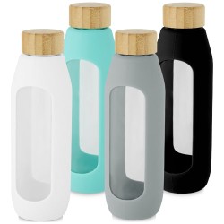 Láhev o objemu 600 ml z borosilikátového skla se silikonovým obalem Tidan