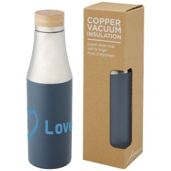Nerezová termo láhev o objemu 540 ml s měděnou vakuovou izolací a bambusovým víčkem Hulan