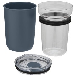Skleněný kelímek o objemu 420 ml s vnější stěnou z recyklovaného plastu Bello