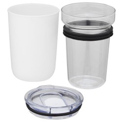 Skleněný kelímek o objemu 420 ml s vnější stěnou z recyklovaného plastu Bello