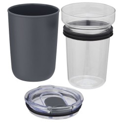 Skleněný kelímek o objemu 420 ml s vnější stěnou z recyklovaného plastu Bello