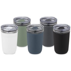 Skleněný kelímek o objemu 420 ml s vnější stěnou z recyklovaného plastu Bello