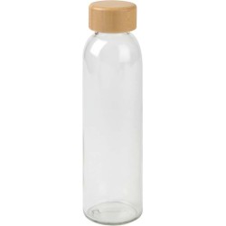 Skleněná láhev DEEPLY: šroubovatelné bambusové víčko, kapacita cca. 500 ml