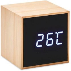 Mara clock Budík s LED v krytu z bambusu