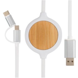 Kabel 3 v 1 s bambusovou bezdrátovou nabíječkou 5W