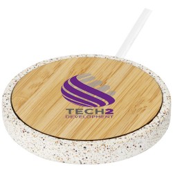 10W bezdrátová nabíjecí bambusová podložka Terrazzo
