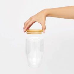 Dvouplášťová sklenice BAMBOO ART L  kapacita cca. 450 ml