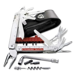 Nůž Victorinox SwissTool Plus, kožené pouzdro