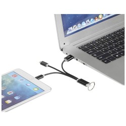 Kovový 3 v 1 nabíjecí kabel s kroužkem na klíče