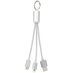 Kovový 3 v 1 nabíjecí kabel s kroužkem na klíče