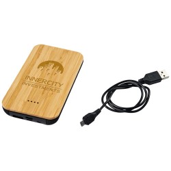 Future bezdrátová powerbanka s kapacitou 6 000 mAh a materiálem bambus/látka