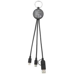 Nabíjecí kabel z recyklovaného plastu/bambusu 6 v 1 s kroužkem na klíče Tecta