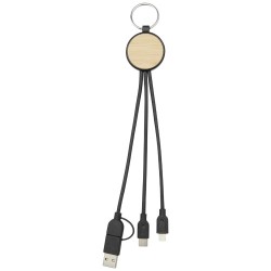 Nabíjecí kabel z recyklovaného plastu/bambusu 6 v 1 s kroužkem na klíče Tecta