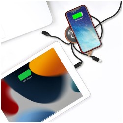 Nabíjecí kabel 5v1 z rPET se svítícím logem a 10 W nabíjecí podložkou SCX.design C40