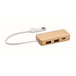 Hubbam Bambusový USB rozbočovač