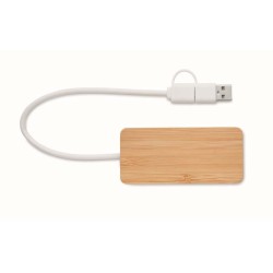 Hubbam Bambusový USB rozbočovač