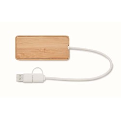 Hubbam Bambusový USB rozbočovač