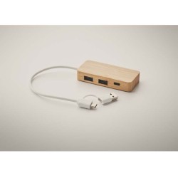Hubbam Bambusový USB rozbočovač