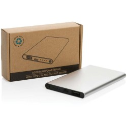 Powerbanka 4000mAh s USB C z RCS recykl. plastu a hliníku