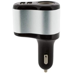 Nabíječka do auta se dvěma USB výstupy, černo-stříbrná