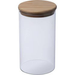 Dóza z borosilikátového skla s víčkem z borovice, 1000 ml